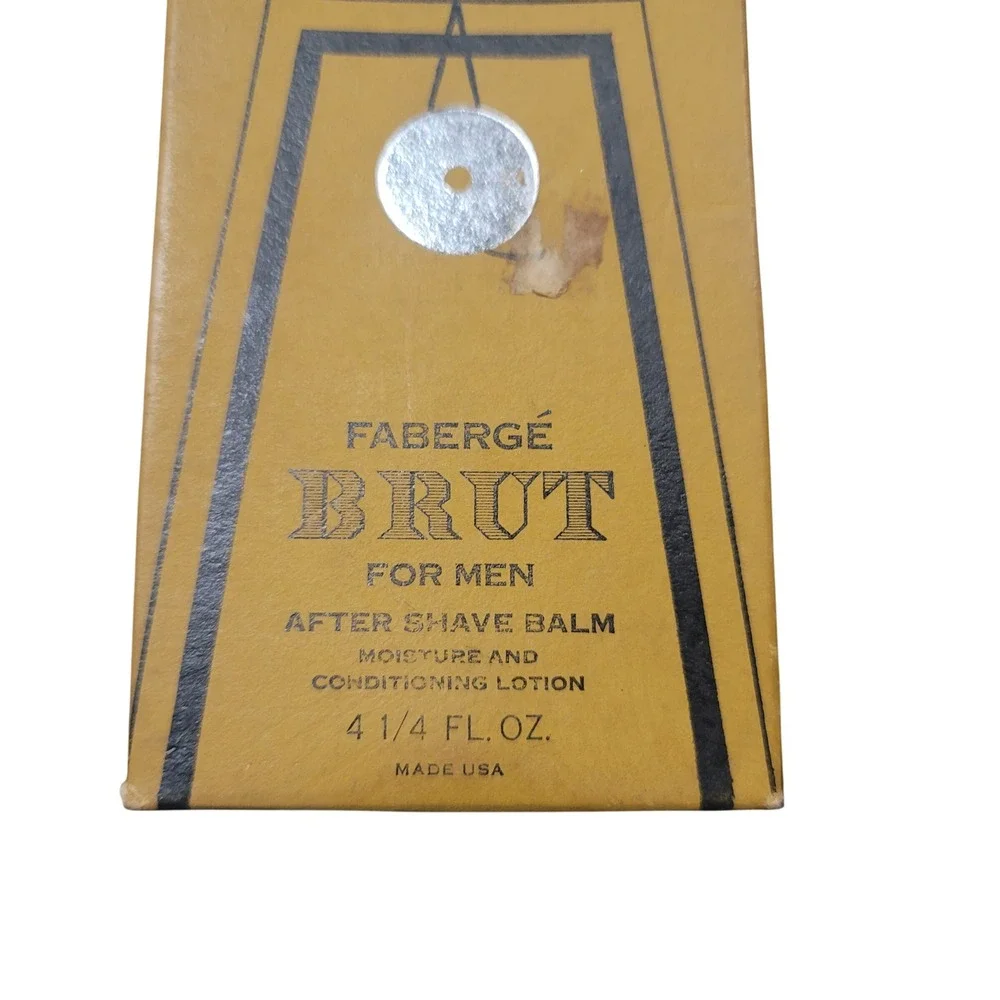 Vintage Faberge Brut for Men After Shave Balm 4.25 fl oz Green Glass Bottle Box